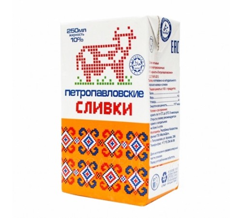 Сливки "Петропавловские" 10% 250г