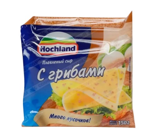Сыр плавленый Hochland с грибами ломтики 45% 150г мяг/уп