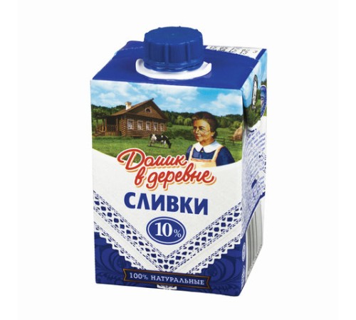 Сливки Домик в деревне жирность 10%, картонная упаковка, 200г 96833