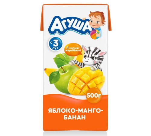 Агуша сок с мякотью Яблоко/манго/банан 0,5л