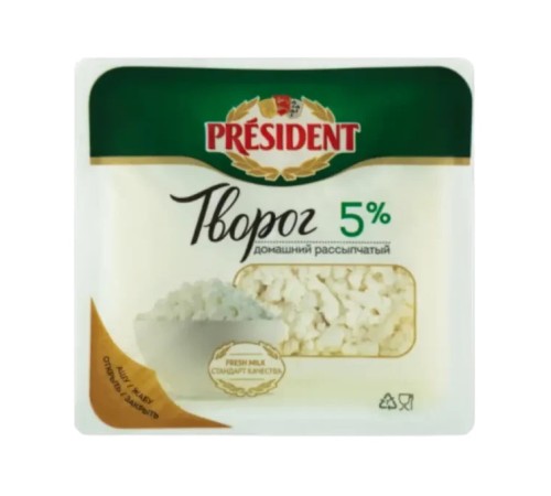Творог Президент рассыпчатый 5% 200гр