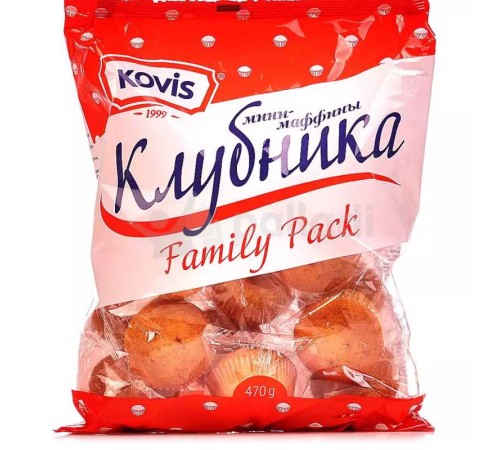Мини маффины kovis клубника 470г х 6