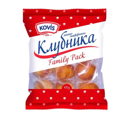 Мини маффины kovis клубника 470г х 6