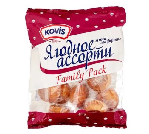 Маффины kovis мини ягодное ассорти 470г м/у