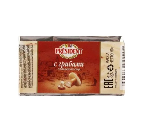 Сыр плавленый Lactalis President с грибами 50г 45%