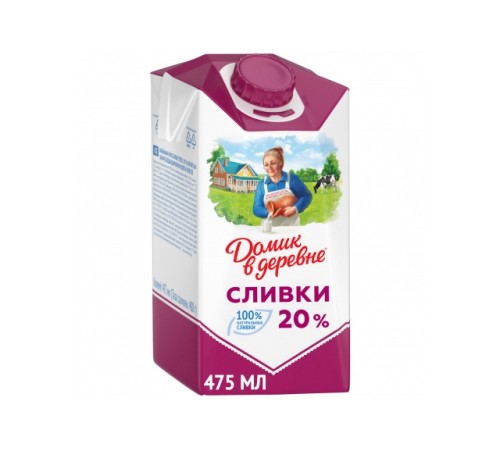 Сливки домик в деревне стерилизован 20% 480г tetrapak
