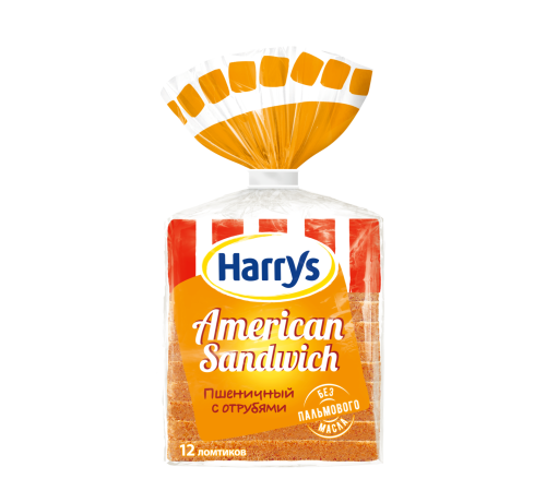 Сэндвичный Хлеб "Harrys" Пшеничный с отрубями 515гр