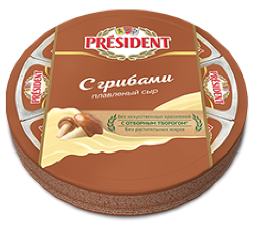 Сыр плавленый Lactalis President с грибами 45% круг-8 140г