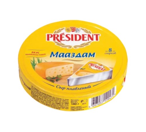 Сыр плавленый Lactalis President мааздам 8 долек 140г