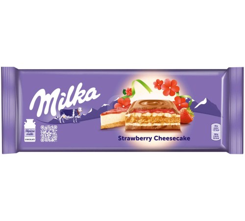 Milka 300г со вкусом чизкейка и клубники