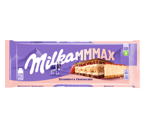 Milka 300г со вкусом чизкейка и клубники