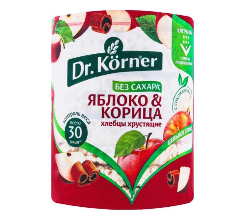 Хлебцы dr.korner злаковый коктейль яблочный с корицей 90г м/у