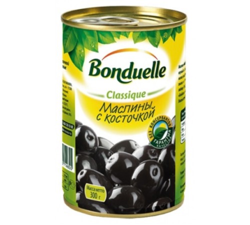 Оливки Bonduelle черные маслины с косточкой 314мл