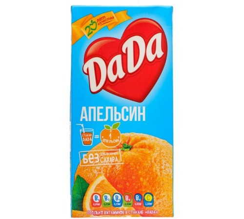 Сок дада апельсин неосветленный tetrapak 1.9л