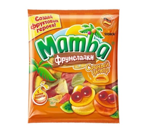 Мармелад жевательный mamba сочный центр с начинкой из фруктового сока 70г м/у