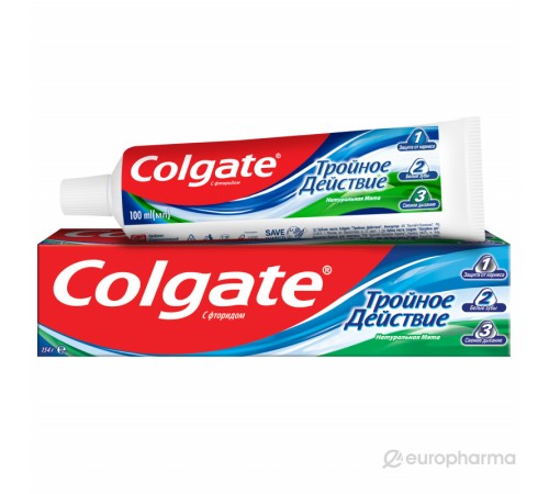 Зубная паста Colgate тройное действие натуральная мята с фторидом 100мл тв/уп
