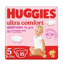 Подгузники huggies Ultra Comfort размер 5 12-22кг для девоч 15шт/8