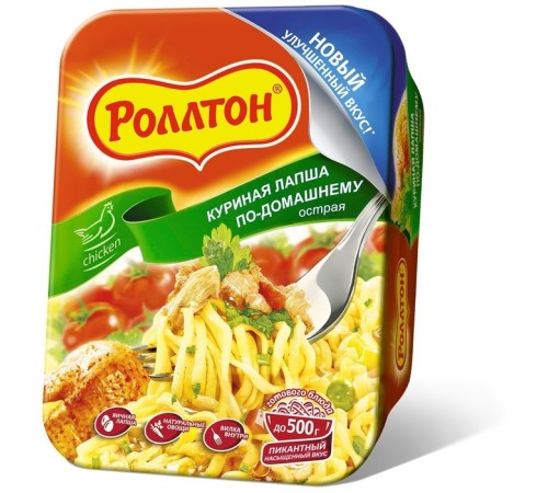 РОЛЛТОН лапша острая куринная лоток 90гр