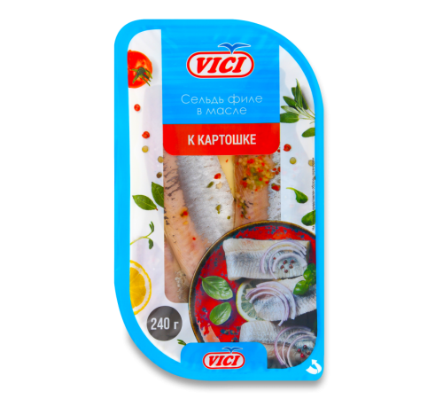 Сельдь филе в масле к картошке вак уп 1/240г vici