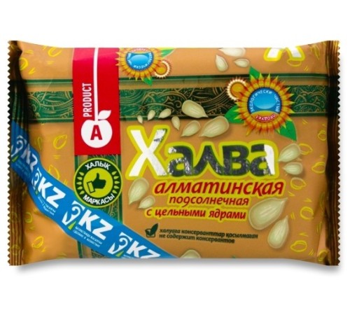 Халва алматинская подсолнечная с цельными ядрами 275г мяг/уп