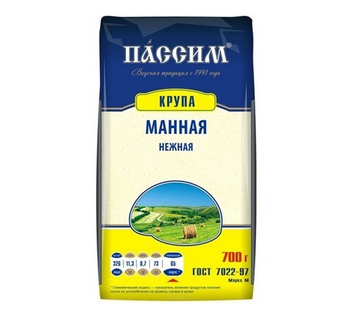 Крупа манная пассим марка м 700г мяг/уп
