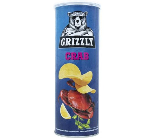 Картоф Чипсы Grizzly-Краб в тубусе 130г Картоф Чипсы Grizzly-Краб в тубусе 130г