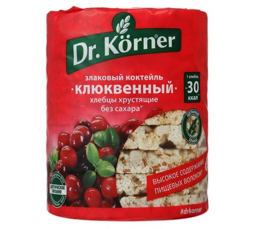 Хлебцы dr.korner 100г злаковый коктейль клюквенный
