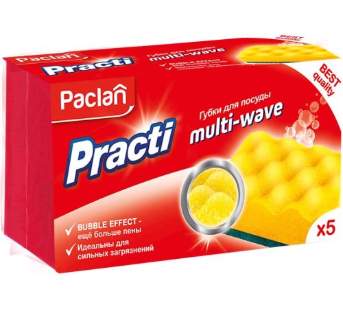 PACLAN PRACTI губки для посуды MULTI-WAVE 5шт