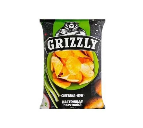 Чипсы натуральные Grizzly 110гр Сметана с луком