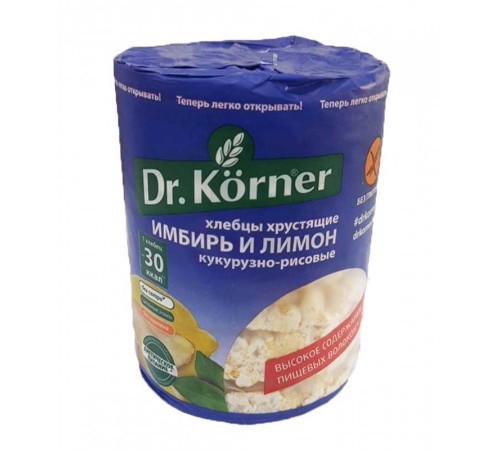 Хлебцы dr.korner 90г кукурузно-рисовые с имбирем и лимоном