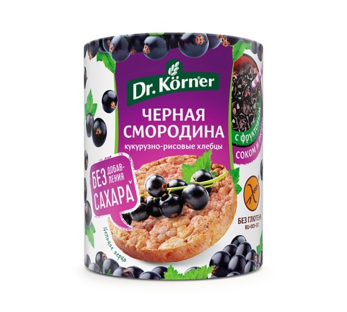 Хлебцы dr.korner кукурузно-рисовые с черной смородиной 100г Хлебцы dr.korner кукурузно-рисовые с черной смородиной 100г
