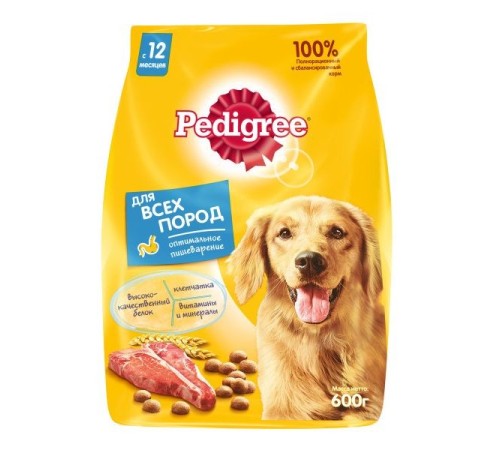 Pedigree сух для взрослых собак всех пород говядина 14x 600г 10113857