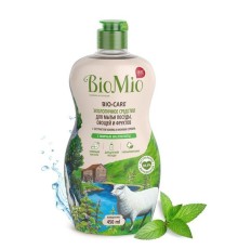 BioMio Средство для мытья посуды, фруктов, овощей с эф.маслом мяты, экстр. хлопка и и