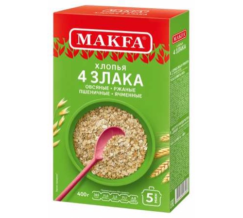 Makfa Хлопья 4 злака 400г м/у Makfa Хлопья 4 злака 400г м/у