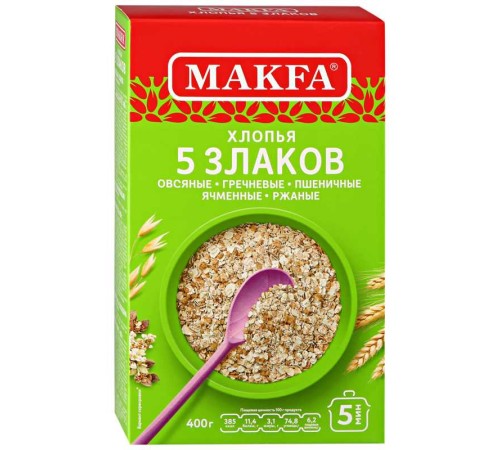 Makfa Хлопья 5 злаков 400г м/у Makfa Хлопья 5 злаков 400г м/у