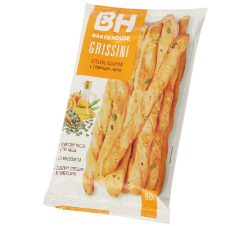 GRISSINI Гриссини с семенами тыквы 80 гр GRISSINI Гриссини с семенами тыквы 80 гр