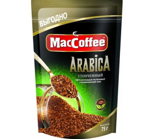 Кофе растворимый maccoffee arabica натуральный сублимированный 75г мяг/уп