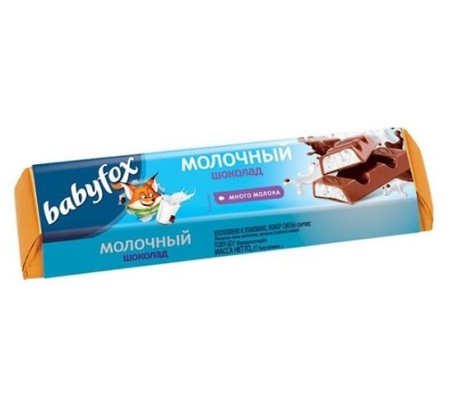 Шоколад молочный Babyfox с молочной начинкой 45гр