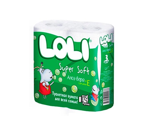 Туалетная бумага Loli Super Soft Алоэ Вера+вит 4 шт Туалетная бумага Loli Super Soft Алоэ Вера+вит 4 шт