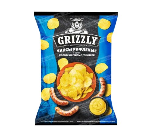 Чипсы натуральные Grizzly Мясо колбаски гриль 110г Чипсы натуральные Grizzly Мясо колбаски гриль 110г