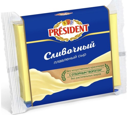 Сыр плавленый Lactalis President Мастер бутерброда сливочный, 40 %ж 300г полиэтилен