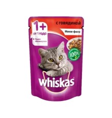 WHISKAS для взр кошек желе с говядиной 85 г