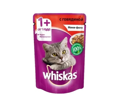 WHISKAS для взр кошек желе с говядиной 85 г WHISKAS для взр кошек желе с говядиной 85 г