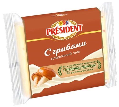 Сыр плавленый Lactalis President Мастер бутерброда c грибами, 40 %ж 150г полиэтилен