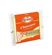 Сыр плавленый Lactalis President Мастер бутерброда c ветчиной, 40 %ж 150г полиэтилен