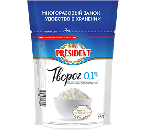 PRESIDENT ДОМАШНИЙ (0,35 КГ, 0% , ПОЛИЭТИЛЕНОВЫЙ ПАКЕТ)