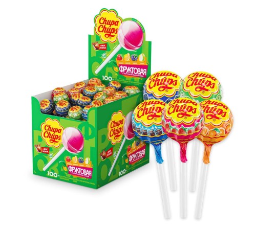 Карамель Chupa Chups ассорти фруктовых вкусов с натур соком и колы