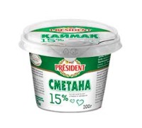 Сметана Президент 15% 200мл пл/ст Павлодар