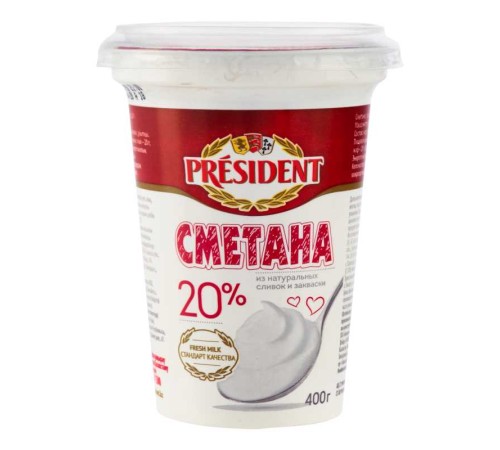 Сметана Президент 20% 400г пс Иссык