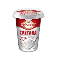 Сметана Президент 20% 400г пс Иссык